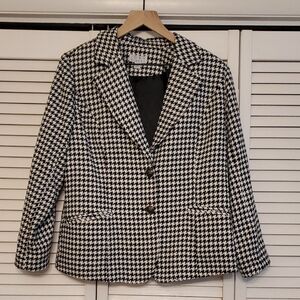 Joan Rivers Women's Houndstooth Soft Blazer Jacket with Pockets, Size 10